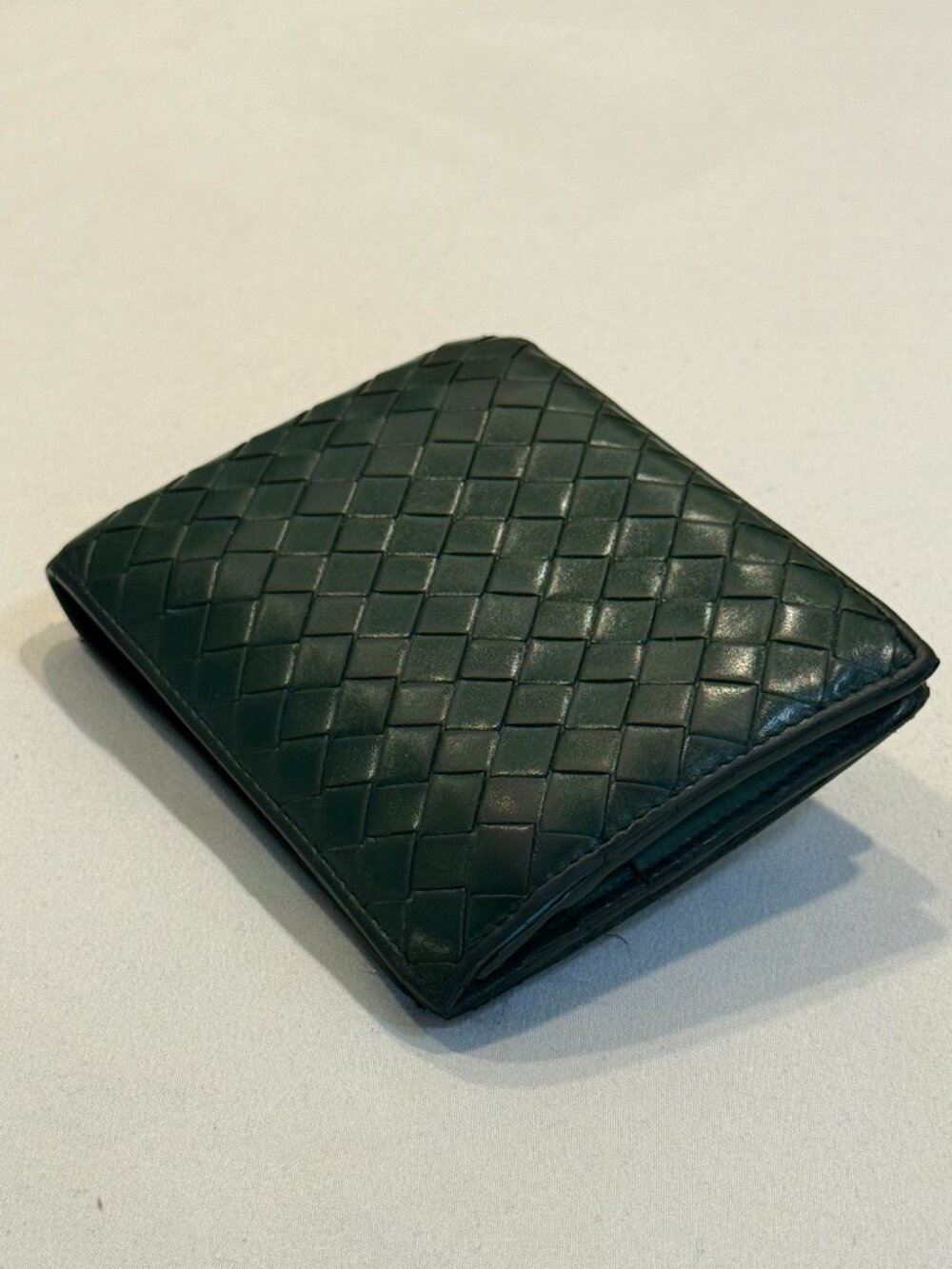 Bottega Veneta Intrecciato Bifold Wallet – Dark Green
